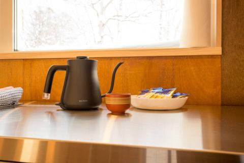 kitchen bench with kettle